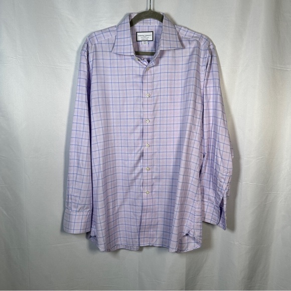 Charles Tyrwhitt Purple Lilac Check Dress Shirt Slim Fit Egyptian Cotton 16.5/33 - Picture 3 of 7